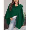 imageMoss Rose Womens Large Cross Front Poncho Sweater Wrap Topper Knitted Elegant Shawls Cape for Fall WinterAgreen