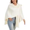 imageMoss Rose Womens Large Cross Front Poncho Sweater Wrap Topper Knitted Elegant Shawls Cape for Fall WinterAivory