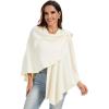 imageMoss Rose Womens Large Cross Front Poncho Sweater Wrap Topper Knitted Elegant Shawls Cape for Fall WinterAivory