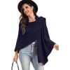 imageMoss Rose Womens Large Cross Front Poncho Sweater Wrap Topper Knitted Elegant Shawls Cape for Fall WinterAnavy
