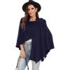 imageMoss Rose Womens Large Cross Front Poncho Sweater Wrap Topper Knitted Elegant Shawls Cape for Fall WinterAnavy