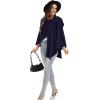 imageMoss Rose Womens Large Cross Front Poncho Sweater Wrap Topper Knitted Elegant Shawls Cape for Fall WinterAnavy