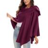 imageMoss Rose Womens Large Cross Front Poncho Sweater Wrap Topper Knitted Elegant Shawls Cape for Fall WinterApurple