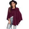 imageMoss Rose Womens Large Cross Front Poncho Sweater Wrap Topper Knitted Elegant Shawls Cape for Fall WinterApurple