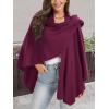 imageMoss Rose Womens Large Cross Front Poncho Sweater Wrap Topper Knitted Elegant Shawls Cape for Fall WinterApurple