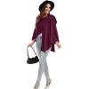 imageMoss Rose Womens Large Cross Front Poncho Sweater Wrap Topper Knitted Elegant Shawls Cape for Fall WinterApurple