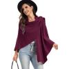 imageMoss Rose Womens Large Cross Front Poncho Sweater Wrap Topper Knitted Elegant Shawls Cape for Fall WinterApurple