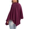 imageMoss Rose Womens Large Cross Front Poncho Sweater Wrap Topper Knitted Elegant Shawls Cape for Fall WinterApurple