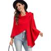 imageMoss Rose Womens Large Cross Front Poncho Sweater Wrap Topper Knitted Elegant Shawls Cape for Fall WinterAred