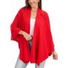 imageMoss Rose Womens Large Cross Front Poncho Sweater Wrap Topper Knitted Elegant Shawls Cape for Fall WinterAred