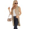 imageMoss Rose Womens Long Knit Cardigan Vest Casual Sleeveless Open Front Draped Duster Vest Available in Plus SizeKhaki