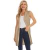 imageMoss Rose Womens Long Knit Cardigan Vest Casual Sleeveless Open Front Draped Duster Vest Available in Plus SizeKhaki