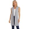 imageMoss Rose Womens Long Knit Cardigan Vest Casual Sleeveless Open Front Draped Duster Vest Available in Plus SizeLight Gray