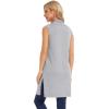 imageMoss Rose Womens Long Knit Cardigan Vest Casual Sleeveless Open Front Draped Duster Vest Available in Plus SizeLight Gray