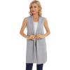 imageMoss Rose Womens Long Knit Cardigan Vest Casual Sleeveless Open Front Draped Duster Vest Available in Plus SizeLight Gray