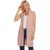 imageMoss Rose Womens Long Knit Cardigan Vest Casual Sleeveless Open Front Draped Duster Vest Available in Plus SizePink