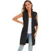 imageMoss Rose Womens Long Knit Cardigan Vest Casual Sleeveless Open Front Draped Duster Vest Available in Plus SizePocketblack
