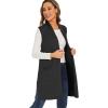 imageMoss Rose Womens Long Knit Cardigan Vest Casual Sleeveless Open Front Draped Duster Vest Available in Plus SizePocketblack