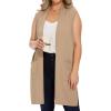 imageMoss Rose Womens Long Knit Cardigan Vest Casual Sleeveless Open Front Draped Duster Vest Available in Plus SizePocketkhaki