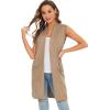 imageMoss Rose Womens Long Knit Cardigan Vest Casual Sleeveless Open Front Draped Duster Vest Available in Plus SizePocketkhaki
