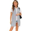 imageMoss Rose Womens Long Knit Cardigan Vest Casual Sleeveless Open Front Draped Duster Vest Available in Plus SizePocketlight Gray