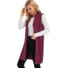 imageMoss Rose Womens Long Knit Cardigan Vest Casual Sleeveless Open Front Draped Duster Vest Available in Plus SizeWine Red
