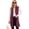 imageMoss Rose Womens Long Knit Cardigan Vest Casual Sleeveless Open Front Draped Duster Vest Available in Plus SizeWine Red