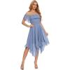 imageMoss Rose Womens Off The Shoulder Bridesmaid Dresses Knee Length Formal Cocktail DressesDusty Blue