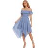 imageMoss Rose Womens Off The Shoulder Bridesmaid Dresses Knee Length Formal Cocktail DressesDusty Blue