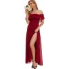 imageMoss Rose Womens Off The Shoulder Bridesmaid Dresses Side Split Beach Maxi Formal DressBurgundy