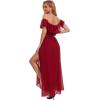 imageMoss Rose Womens Off The Shoulder Bridesmaid Dresses Side Split Beach Maxi Formal DressBurgundy