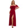 imageMoss Rose Womens Off The Shoulder Bridesmaid Dresses Side Split Beach Maxi Formal DressBurgundy