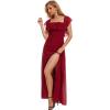 imageMoss Rose Womens Off The Shoulder Bridesmaid Dresses Side Split Beach Maxi Formal DressBurgundy