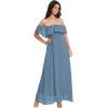 imageMoss Rose Womens Off The Shoulder Bridesmaid Dresses Side Split Beach Maxi Formal DressDusty Blue