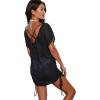 imageMoss Rose Womens Sexy Swimsuits Cover Up Cap Sleeve Backless Drawstring Bikini Bathing Suit SwimwearBlack