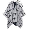 imageMoss Rose Womens Shawl Wrap Poncho Ruana Cape Open Front Cardigan Shawls for Fall WinterA Navy and White