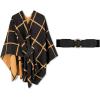 imageMoss Rose Womens Shawl Wrap Poncho Ruana Cape Open Front Cardigan Shawls for Fall WinterAz Black and Sandstone With Belt1
