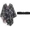 imageMoss Rose Womens Shawl Wrap Poncho Ruana Cape Open Front Cardigan Shawls for Fall WinterAz Gray and Khaki With Belt