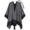 imageMoss Rose Womens Shawl Wrap Poncho Ruana Cape Open Front Cardigan Shawls for Fall WinterBlackgrey