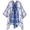 imageMoss Rose Womens Shawl Wrap Poncho Ruana Cape Open Front Cardigan Shawls for Fall WinterBlue Plaid