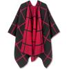 imageMoss Rose Womens Shawl Wrap Poncho Ruana Cape Open Front Cardigan Shawls for Fall WinterRedblack