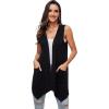 imageMoss Rose Womens Sleeveless Cardigan Vest Draped Open Front Cardigans Asymmetric HemBlack