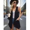 imageMoss Rose Womens Sleeveless Cardigan Vest Draped Open Front Cardigans Asymmetric HemBlack
