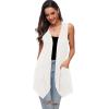 imageMoss Rose Womens Sleeveless Cardigan Vest Draped Open Front Cardigans Asymmetric HemCream