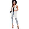 imageMoss Rose Womens Sleeveless Cardigan Vest Draped Open Front Cardigans Asymmetric HemCream