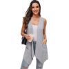 imageMoss Rose Womens Sleeveless Cardigan Vest Draped Open Front Cardigans Asymmetric HemGrey