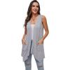 imageMoss Rose Womens Sleeveless Cardigan Vest Draped Open Front Cardigans Asymmetric HemGrey