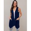imageMoss Rose Womens Sleeveless Cardigan Vest Draped Open Front Cardigans Asymmetric HemNavy