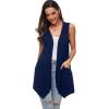 imageMoss Rose Womens Sleeveless Cardigan Vest Draped Open Front Cardigans Asymmetric HemNavy