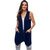 imageMoss Rose Womens Sleeveless Cardigan Vest Draped Open Front Cardigans Asymmetric HemNavy